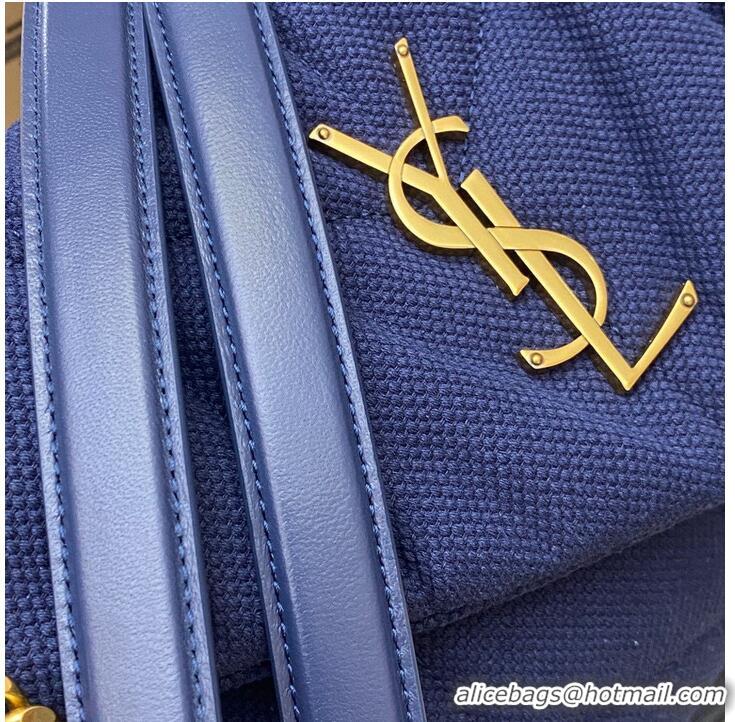 Promotional SAINT LAURENT LOULOU MEDIUM CHAIN BAG IN CANVAS 577476 BLUE