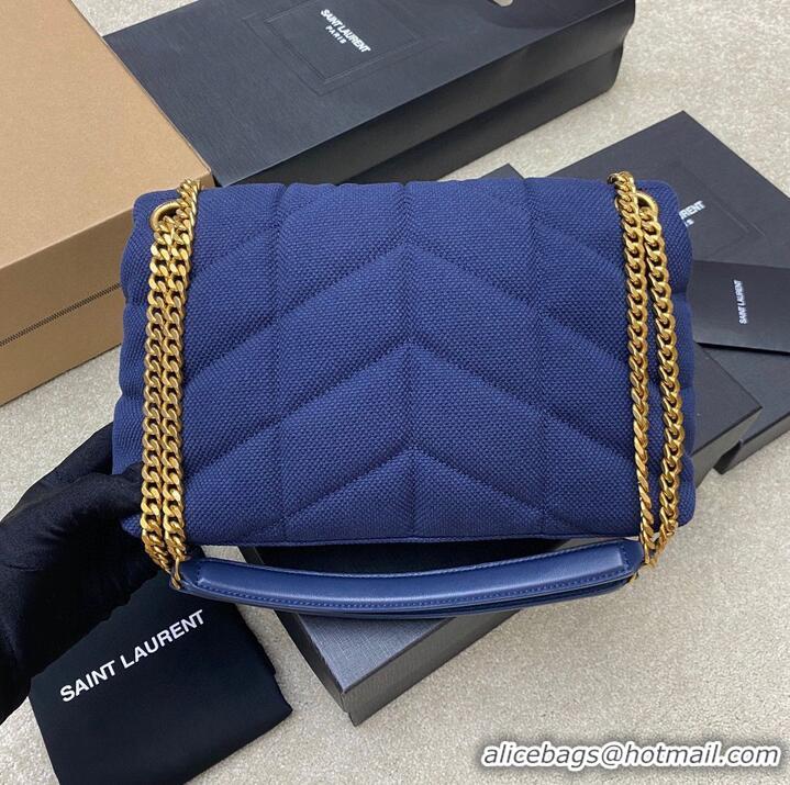 Promotional SAINT LAURENT LOULOU MEDIUM CHAIN BAG IN CANVAS 577476 BLUE