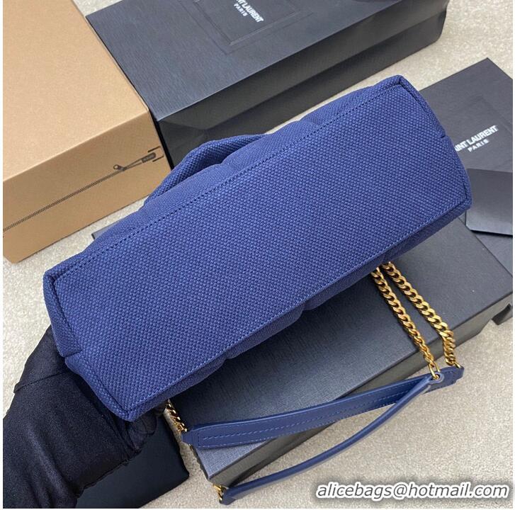 Promotional SAINT LAURENT LOULOU MEDIUM CHAIN BAG IN CANVAS 577476 BLUE