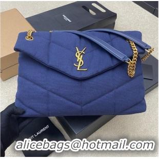 Trendy Design SAINT LAURENT LOULOU LARGE CHAIN BAG IN CANVAS 577475 BLUE