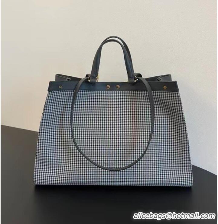 Shop Grade Fendi X-Tote houndstooth wool shopper with FF embroidery 8BH374A gray