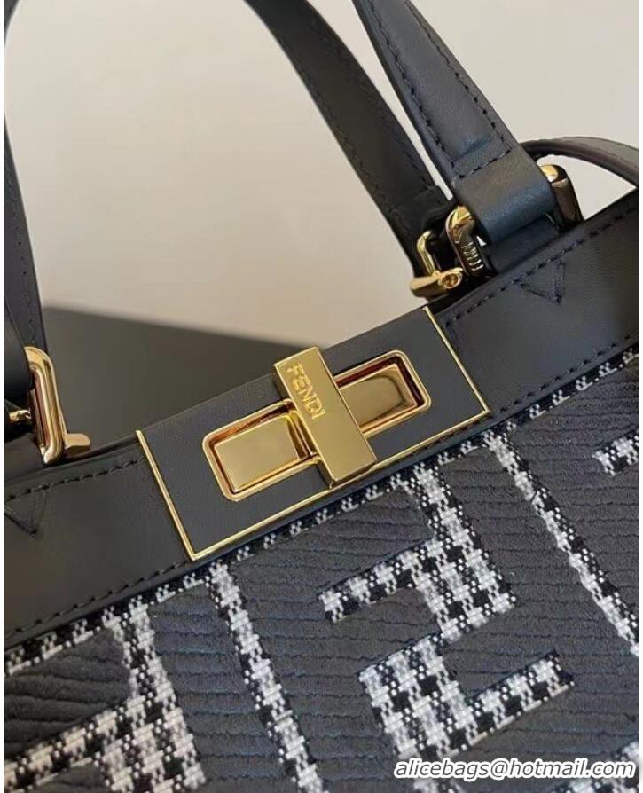 Shop Grade Fendi X-Tote houndstooth wool shopper with FF embroidery 8BH374A gray