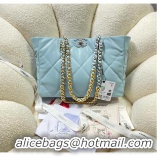 Good Product CHANEL 19 SHOPPING BAG 3660 sky blue