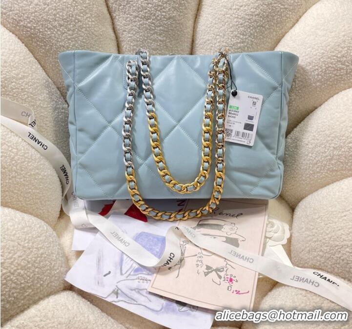 Good Product CHANEL 19 SHOPPING BAG 3660 sky blue