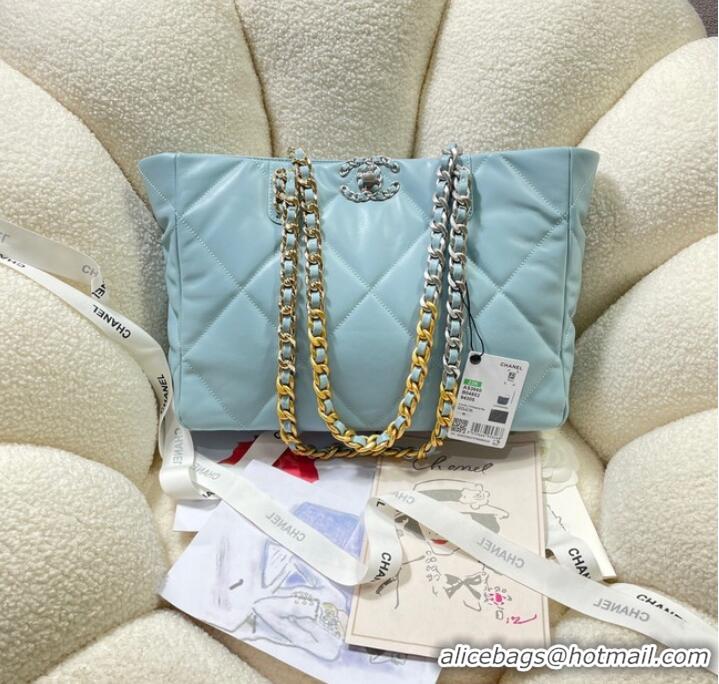 Good Product CHANEL 19 SHOPPING BAG 3660 sky blue