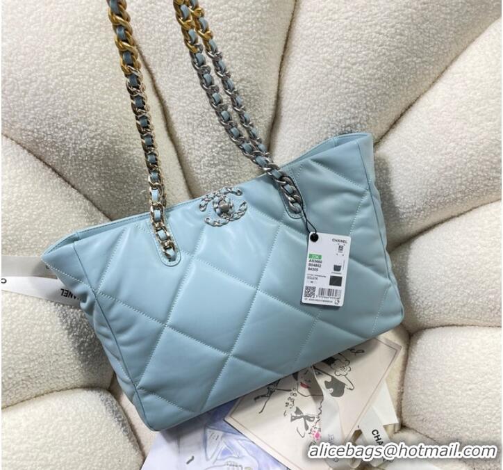 Good Product CHANEL 19 SHOPPING BAG 3660 sky blue