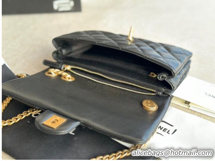 Top Design CHANEL FLAP BAG Lambskin & Gold-Tone Metal AS3609 black