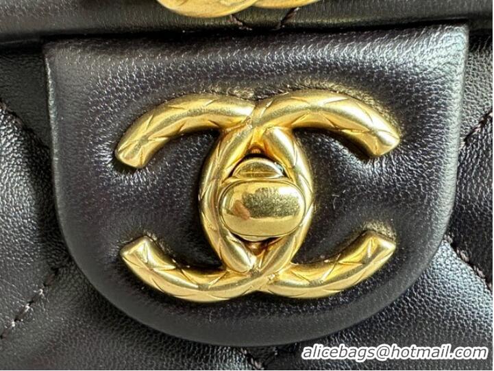 Top Design CHANEL FLAP BAG Lambskin & Gold-Tone Metal AS3609 black