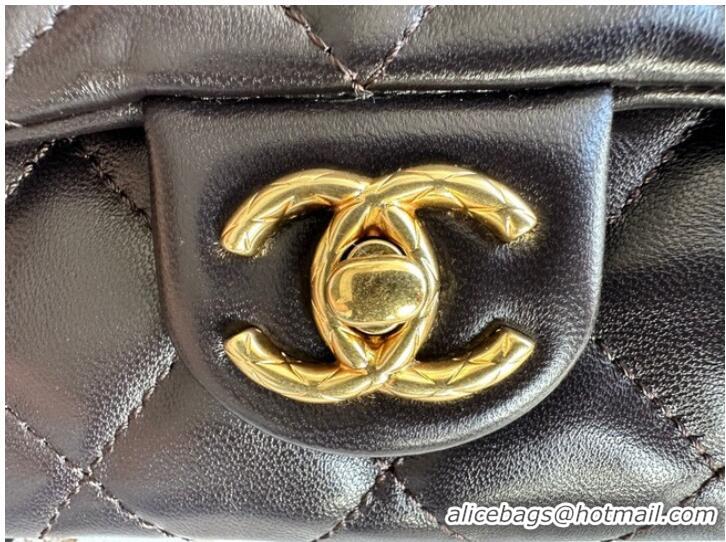 Well Crafted CHANEL FLAP BAG Lambskin & Gold-Tone Metal AS3393 black