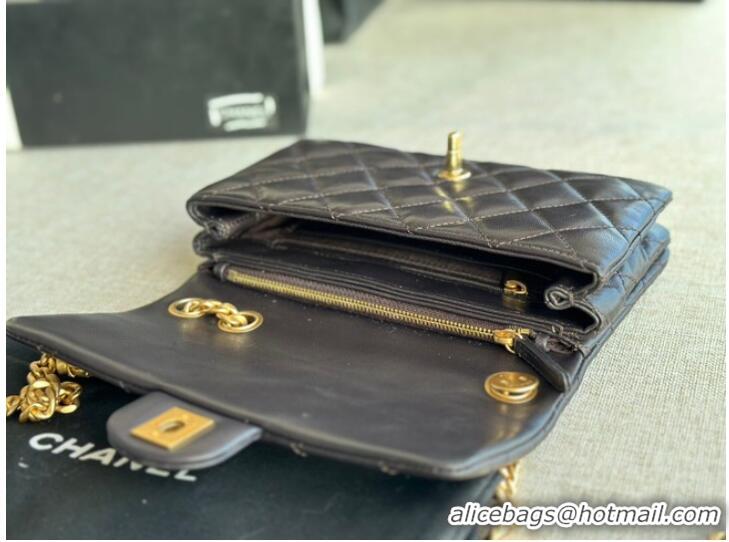 Well Crafted CHANEL FLAP BAG Lambskin & Gold-Tone Metal AS3393 black