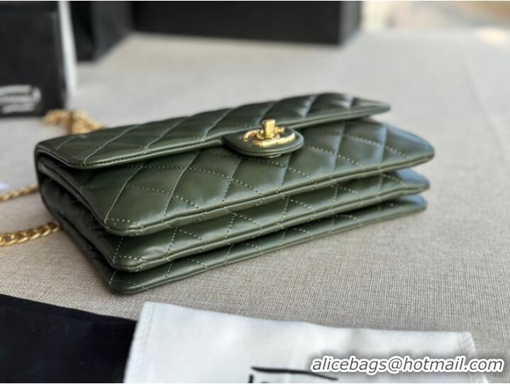 Refined Grade CHANEL FLAP BAG Lambskin & Gold-Tone Metal AS3609 green