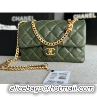 Promotional CHANEL FLAP BAG Lambskin & Gold-Tone Metal AS3393 green