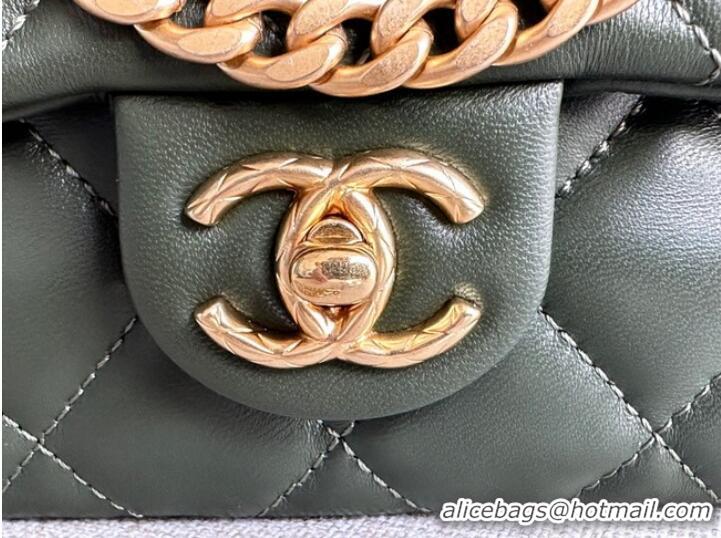 Promotional CHANEL FLAP BAG Lambskin & Gold-Tone Metal AS3393 green