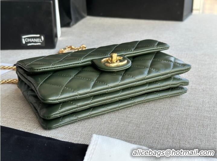 Promotional CHANEL FLAP BAG Lambskin & Gold-Tone Metal AS3393 green