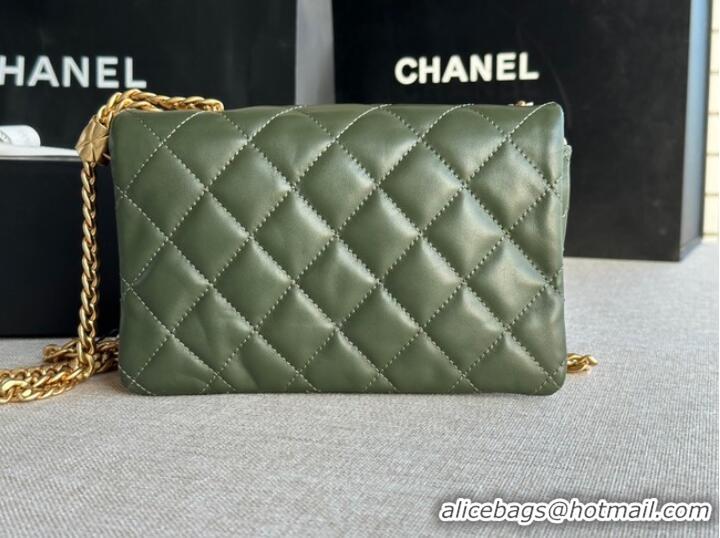 Promotional CHANEL FLAP BAG Lambskin & Gold-Tone Metal AS3393 green