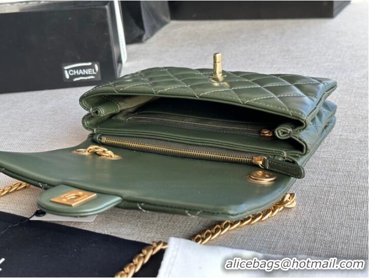 Promotional CHANEL FLAP BAG Lambskin & Gold-Tone Metal AS3393 green