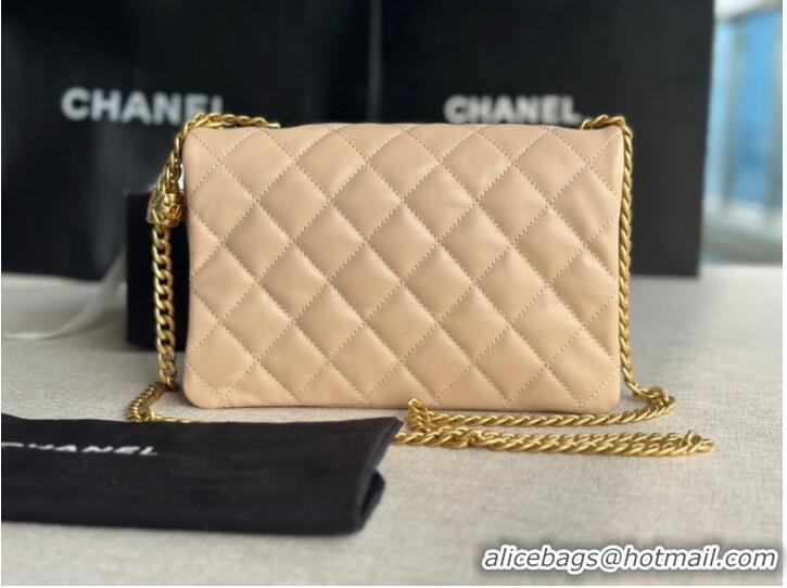 Classic Specials CHANEL FLAP BAG Lambskin & Gold-Tone Metal AS3609 apricot