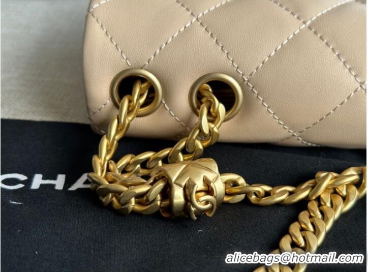 Classic Specials CHANEL FLAP BAG Lambskin & Gold-Tone Metal AS3609 apricot