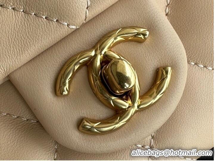 Good Looking CHANEL SMALL FLAP BAG Lambskin & Gold-Tone Metal AS3393 apricot