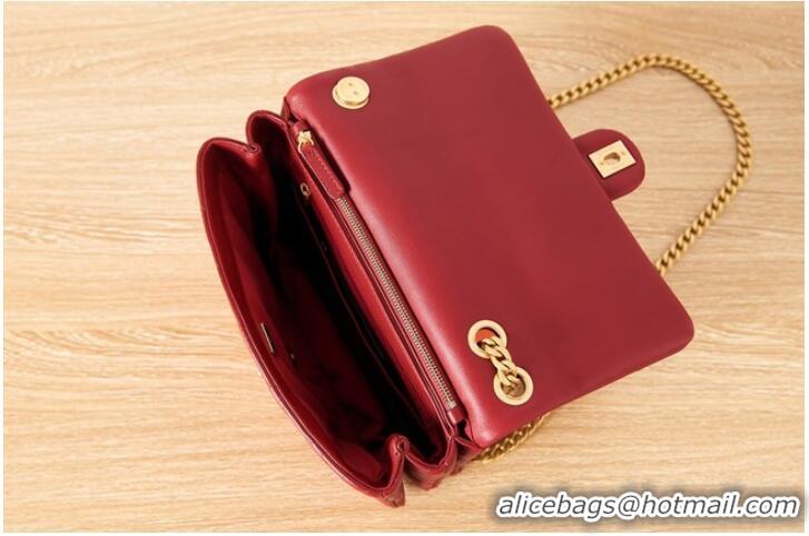 Pretty Style CHANEL FLAP BAG Lambskin & Gold-Tone Metal AS3609 red