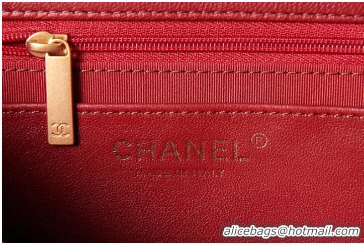 Pretty Style CHANEL FLAP BAG Lambskin & Gold-Tone Metal AS3609 red