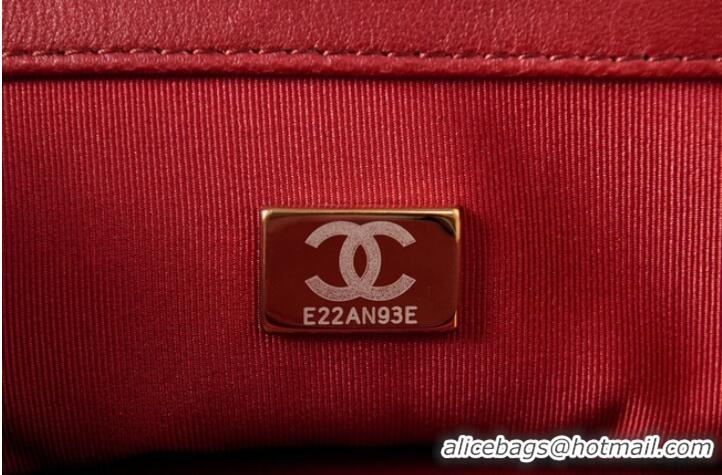 Top Quality CHANEL SMALL FLAP BAG Lambskin & Gold-Tone Metal AS3393 red