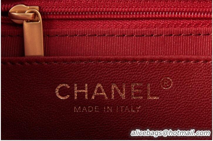 Top Quality CHANEL SMALL FLAP BAG Lambskin & Gold-Tone Metal AS3393 red