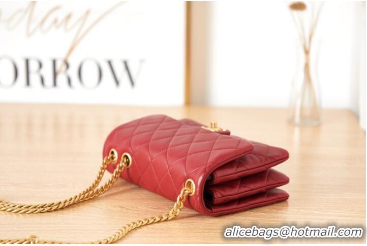 Top Quality CHANEL SMALL FLAP BAG Lambskin & Gold-Tone Metal AS3393 red