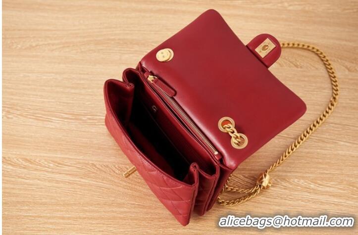 Top Quality CHANEL SMALL FLAP BAG Lambskin & Gold-Tone Metal AS3393 red