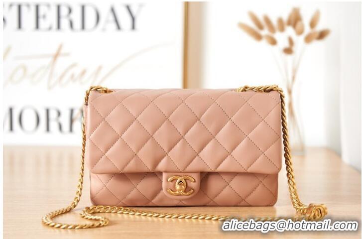 Good Product CHANEL FLAP BAG Lambskin & Gold-Tone Metal AS3609 pink