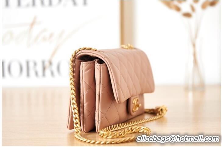 Famous Brand CHANEL SMALL FLAP BAG Lambskin & Gold-Tone Metal AS3393 pink