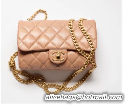 Famous Brand CHANEL SMALL FLAP BAG Lambskin & Gold-Tone Metal AS3393 pink