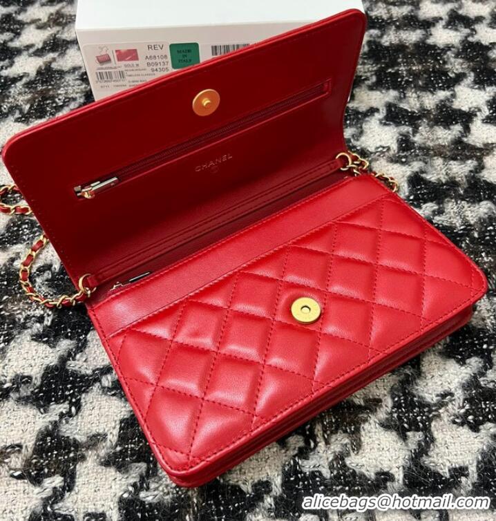 Top Design Chanel WALLET ON CHAIN AP3035 red