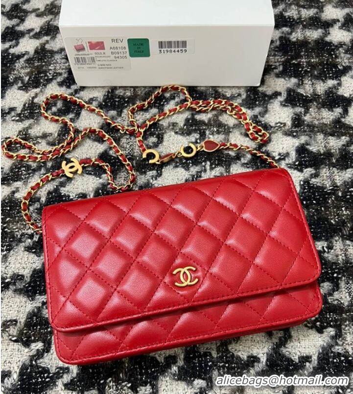 Top Design Chanel WALLET ON CHAIN AP3035 red