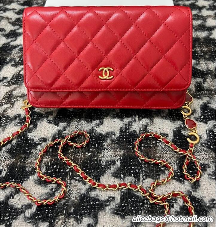 Top Design Chanel WALLET ON CHAIN AP3035 red