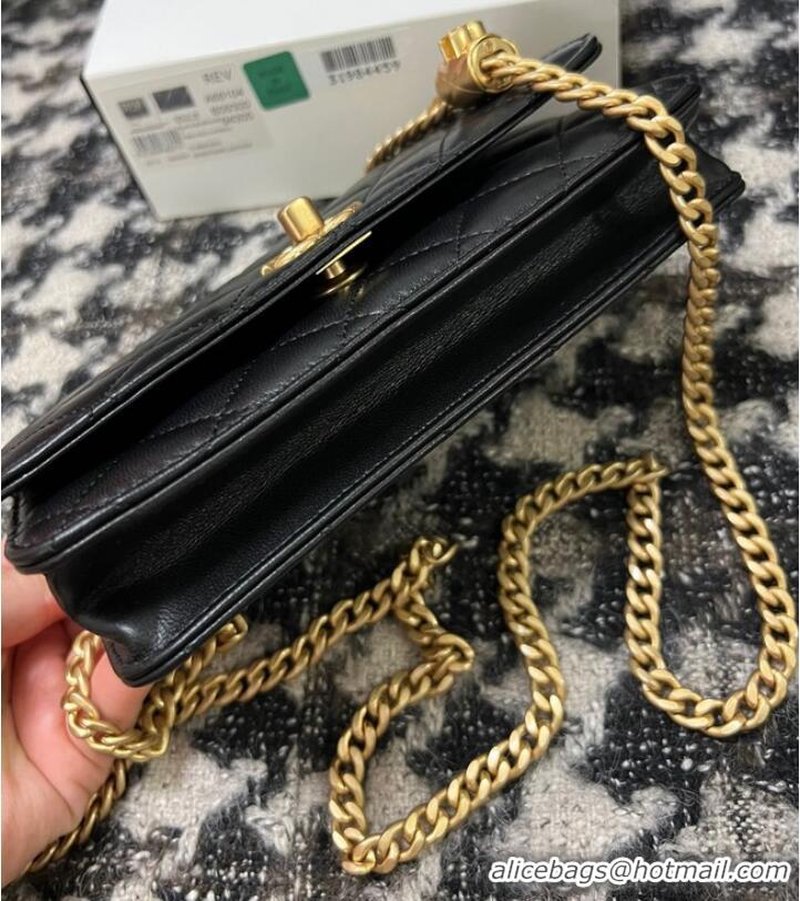 Promotional Chanel WALLET ON CHAIN Lambskin & Gold-Tone Metal AP3043 black