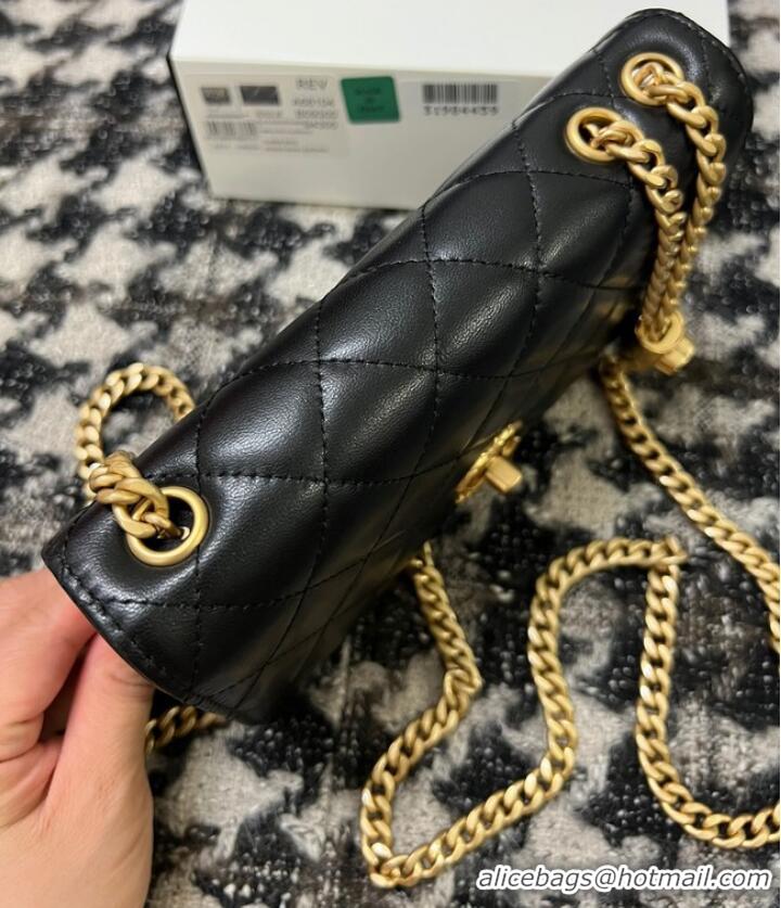 Promotional Chanel WALLET ON CHAIN Lambskin & Gold-Tone Metal AP3043 black