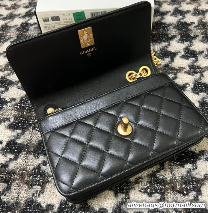 Promotional Chanel WALLET ON CHAIN Lambskin & Gold-Tone Metal AP3043 black