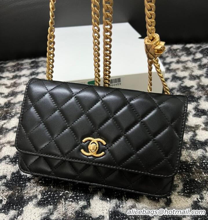 Promotional Chanel WALLET ON CHAIN Lambskin & Gold-Tone Metal AP3043 black