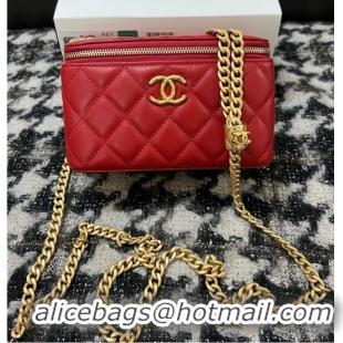 Famous Brand CHANEL VANITY WITH CHAIN 68106 red