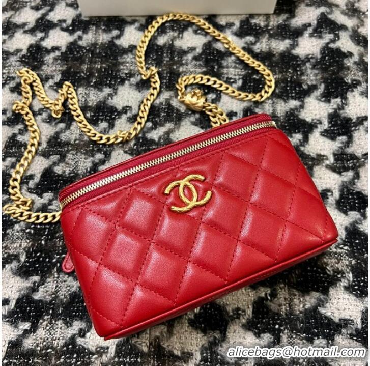 Famous Brand CHANEL VANITY WITH CHAIN 68106 red