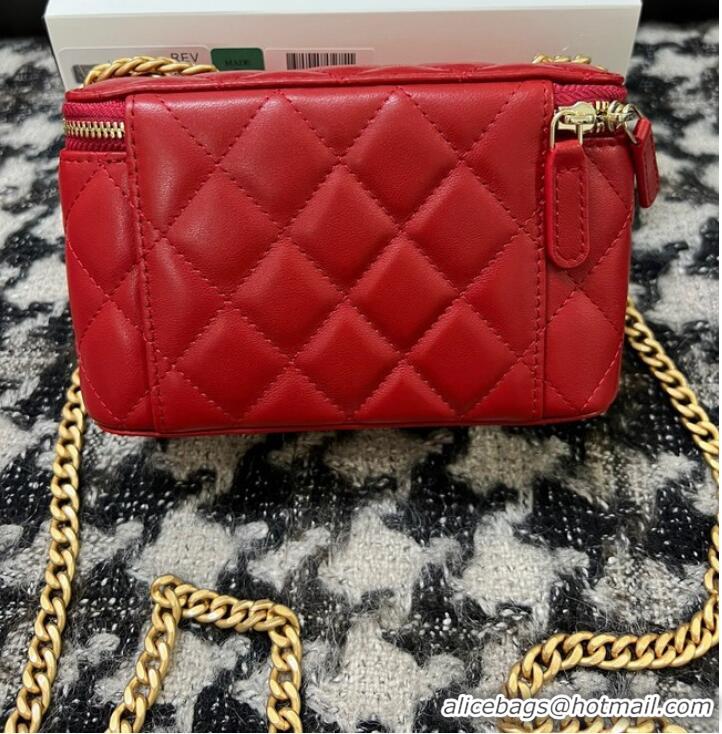 Famous Brand CHANEL VANITY WITH CHAIN 68106 red