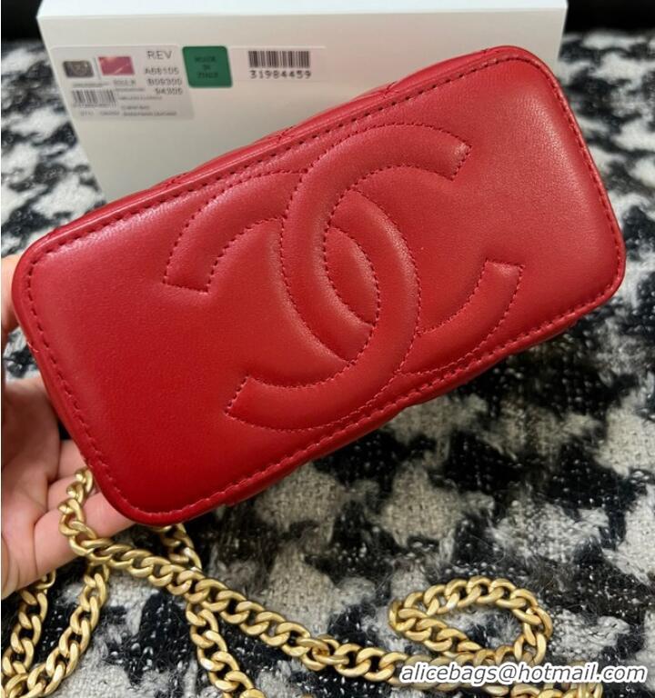 Famous Brand CHANEL VANITY WITH CHAIN 68106 red