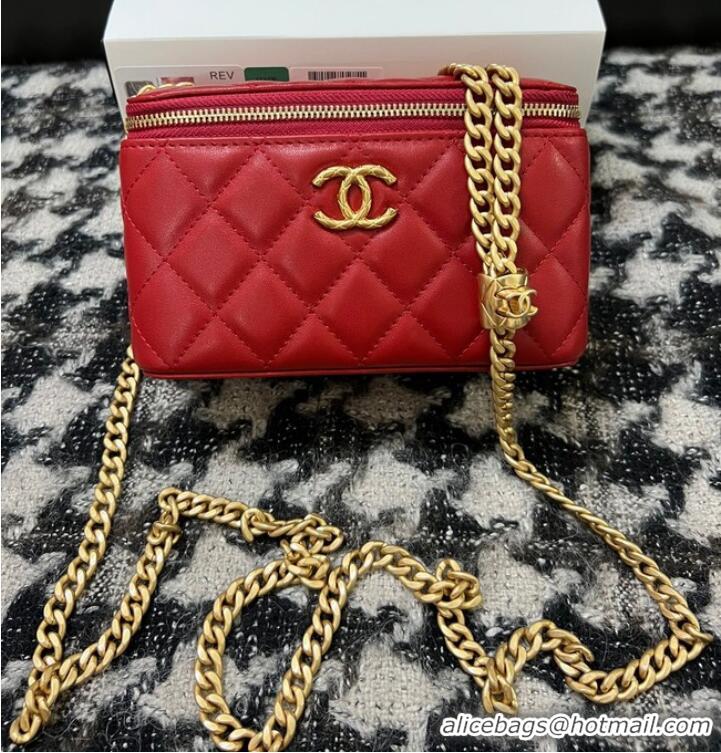 Famous Brand CHANEL VANITY WITH CHAIN 68106 red