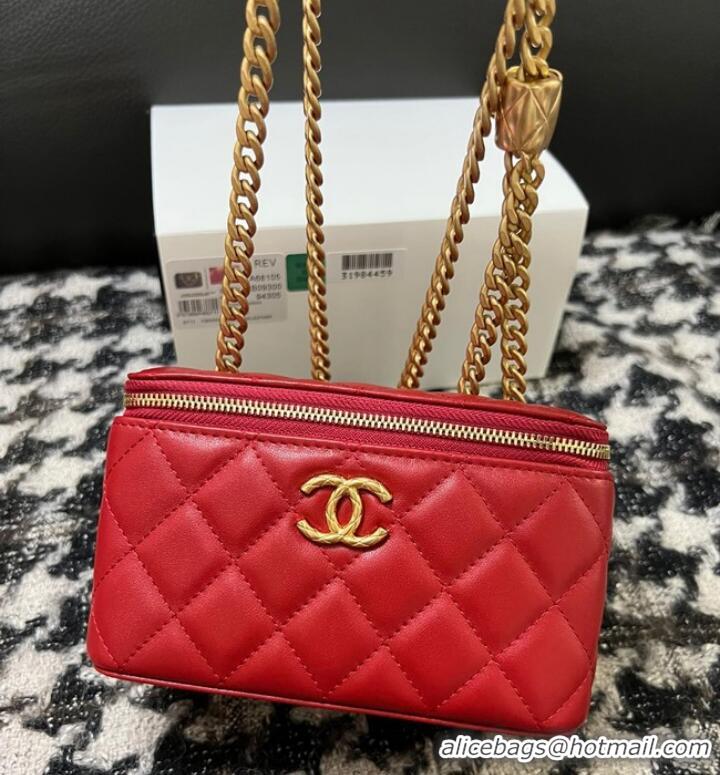 Famous Brand CHANEL VANITY WITH CHAIN 68106 red