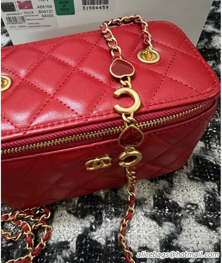 Popular Style CHANEL VANITY WITH CHAIN 68105 red