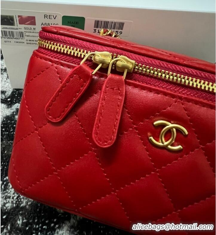 Popular Style CHANEL VANITY WITH CHAIN 68105 red