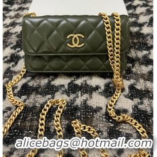 Good Product Chanel WALLET ON CHAIN Lambskin & Gold-Tone Metal 68107 green