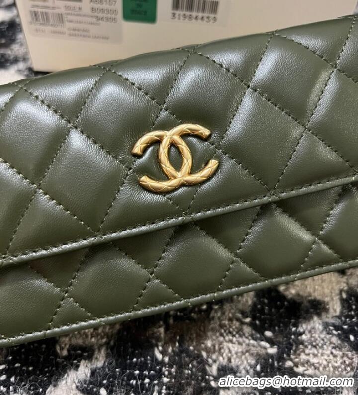 Good Product Chanel WALLET ON CHAIN Lambskin & Gold-Tone Metal 68107 green