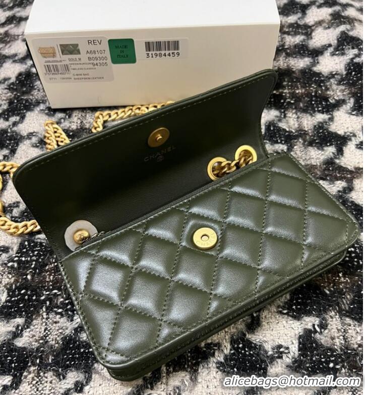 Good Product Chanel WALLET ON CHAIN Lambskin & Gold-Tone Metal 68107 green